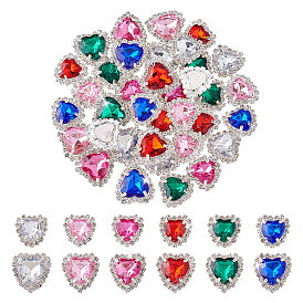 Акриловые пришивные стразы, многожильных ссылки, сердце, платина