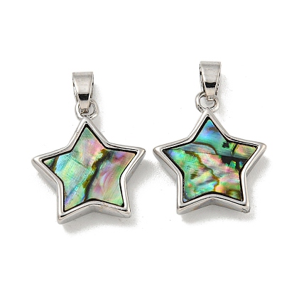 Природные пауа оболочки подвески, стойки обшивки латунь звезды прелести