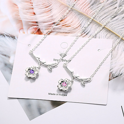 Flower Necklace Sweet Lock Chain Diamond Inlaid Neck Chain Female Jewelry Necklace