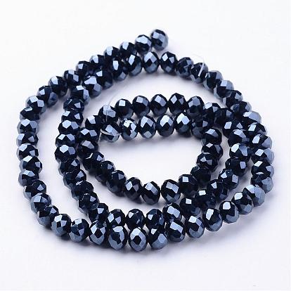 Full Plated Faceted Rondelle Electroplate Glass Beads Strands