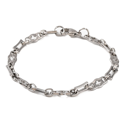 201 Stainless Steel Link Chain Bracelets, with 304 Stainless Steel Clasps