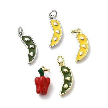 Латунь эмаль подвески, горох/болгарский перец, стойки покрытие, долговечный, без кадмия и без свинца, с целью перехода в кольце, настоящий 18k позолоченный/платиновый