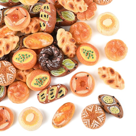 60 Кабошоны из непрозрачной смолы, имитация еды, декодирование, хлеб, разнообразные