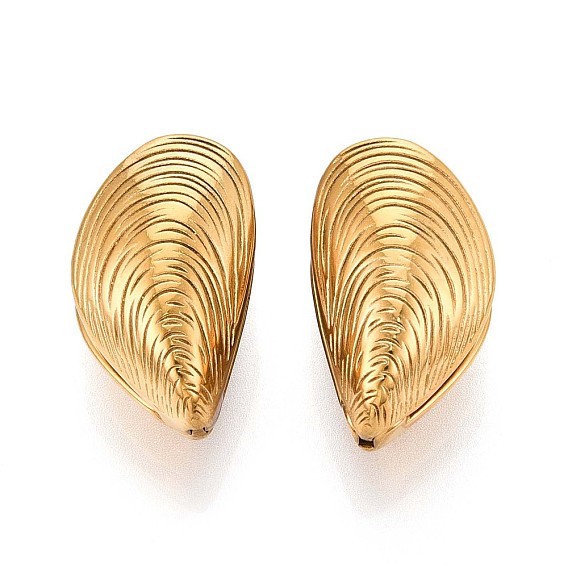 304 серьги-кольца в форме ракушки из нержавеющей стали, ионное покрытие (ip)