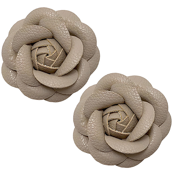 Imitation Leather Shoe Buckle Clips with Iron Clip, Shoe Decorations, Flower