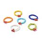 Glass Seed Beaded Finger Rings, with Eco-Friendly Copper Wire, Cherry