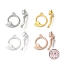 925 Sterling Silver Toggle Clasps, Long-Lasting Plated, Flower with 925 Stamp