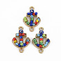 Alloy Enamel Links Connectors, with Glass Seed Beads, Light Gold, Anchor