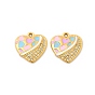 304 подвески из нержавеющей стали с эмалированными кристаллами и стразами, сердце, ионное покрытие (ip), золотые
