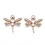 Brass Micro Pave Clear Cubic Zirconia Pendants, Long-Lasting Plated, Cadmium Free & Lead Free, Dragonfly