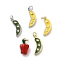 Латунь эмаль подвески, горох/болгарский перец, стойки покрытие, долговечный, без кадмия и без свинца, с целью перехода в кольце, настоящий 18k позолоченный/платиновый