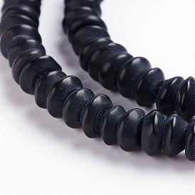 Natural Black Agate Beads Strands, Rondelle, Frosted, Dyed