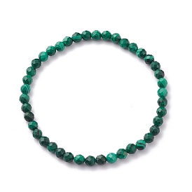 Natural Malachite Beaded Bracelets, Faceted Round