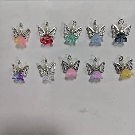 10Pcs Alloy Glass Pendants, with Antique Silver & Platinum Iron Findings, Angle