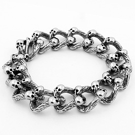 Alloy Skull Link Chain Bracelets