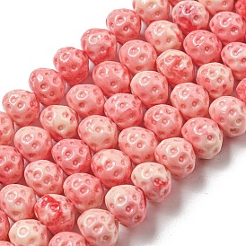 Synthetic Coral Dyed Beads Strands, Strawberry
