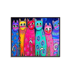 Diy прямоугольная кошка тема алмазная живопись наборы, в том числе холст, смола стразы, алмазная липкая ручка, поднос тарелка и клей глина