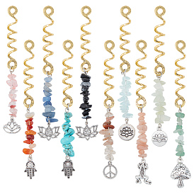 DIY Alloy Hair Dreadlocks Braiding Kits, Natural & Synthetic Gemstone and Alloy  Pendants Dangle Hair Coil Cuffs, for Hair Styling