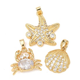 Латунные микропаве прозрачные подвески с фианитом, золотые