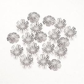 316 хирургические колпачки для бусин из нержавеющей стали., цветок, 6-лепесток, 14x3 мм, отверстие : 1 мм