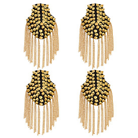 Эполет с кисточками из войлока и сплава, с железными цепочками, Съемный значок на плечо в стиле панк с шипами и заклепками