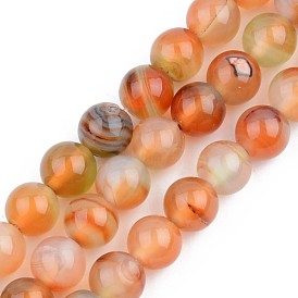 Natural Red Agate Beads Strands, Dyed, Round