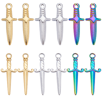 24 шт. 6 стили 201 и 304 подвески из нержавеющей стали, меч прелести