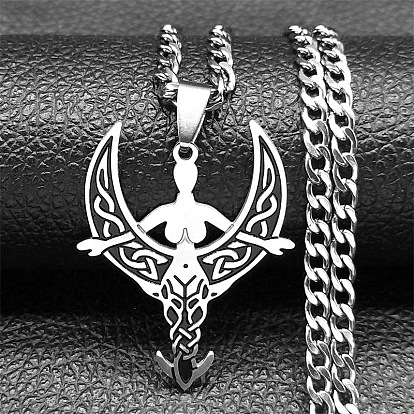 201 подвески из нержавеющей стали с черной эмалью в виде лунной богини