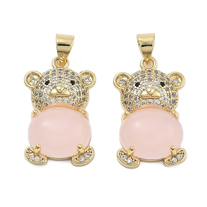 Покрытие стойки латунь микропаве прозрачные подвески из кубического циркония, подвески-медведи с синтетическими драгоценными камнями, долговечный, без кадмия и без свинца