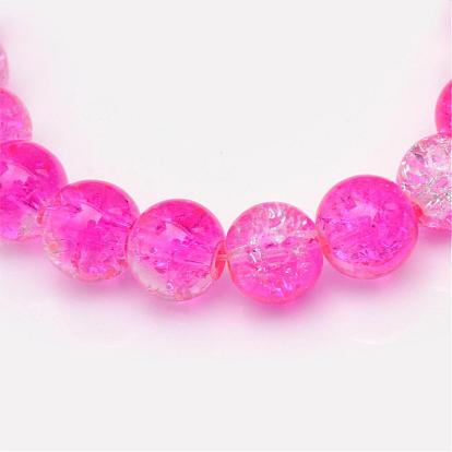 Baking Painted Crackle Glass Bead Strands, Round, 10mm, Hole: 1.3~1.6mm, about 80pcs/strand, 31.4 inch