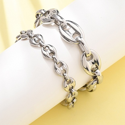 304 Браслеты из нержавеющей стали в виде звеньев кофейных зерен для женщин и мужчин