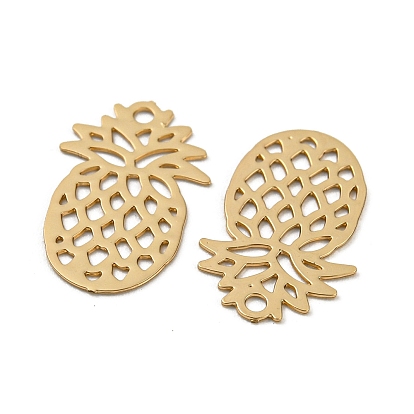 Brass Etched Metal Embellishments Pendants, Long-Lasting Plated, Pineapple