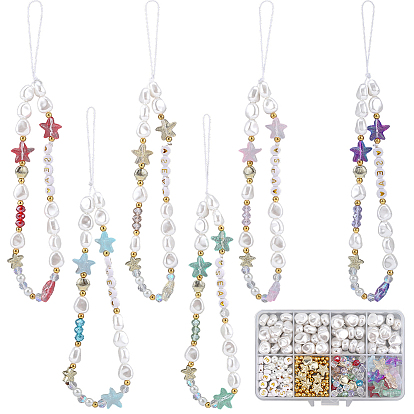 Наборы для изготовления украшений для мобильных телефонов своими руками, в том числе стеклянные бусины, сплавные бусины и полиэфирные шнуры