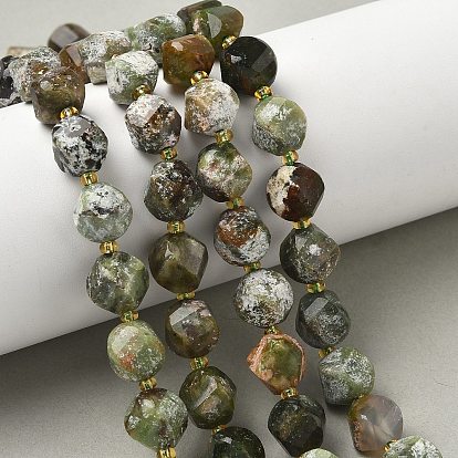 Естественный зеленый опал бисер нитей, с бисером, граненые, твист