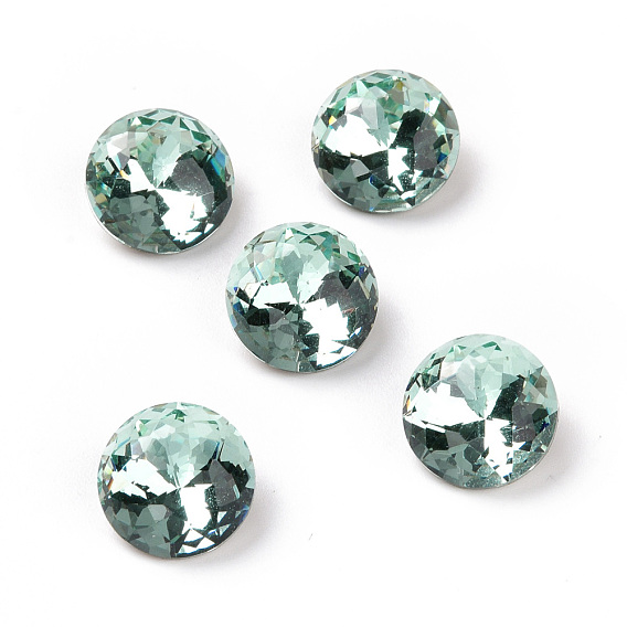 K9 Glass Rhinestone Cabochons, Flat Back & Back Plated, Flat Round