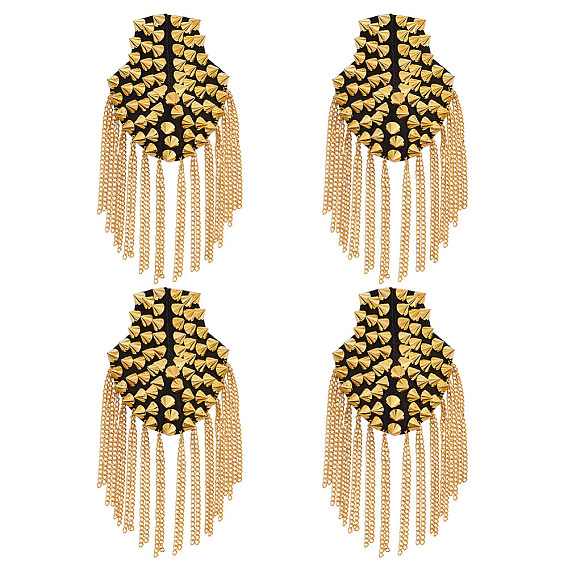 Эполет с кисточками из войлока и сплава, с железными цепочками, Съемный значок на плечо в стиле панк с шипами и заклепками