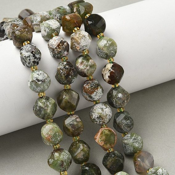 Естественный зеленый опал бисер нитей, с бисером, граненые, твист