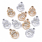 10шт 2 цветной сплав подвески со стразами, платиновые подвески в виде короны и сердца
