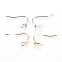 Brass Earring Hooks, Ear Wire, with Horizontal Loop, Long-Lasting Plated