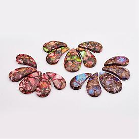Assembled Bronzite and Imperial Jasper Beads Strands, Top Drilled Beads, Dyed, Teardrop