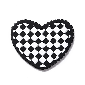 Acrylic Pendant, for Earring Pendants, Heart, Black and White