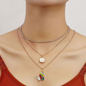Collier chaîne de pull géométrique multicouche pour femme, bijoux de mode minimalistes