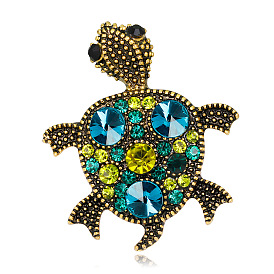 Alloy Rhinestone Fashion Brooches, Tortoise, Antique Bronze