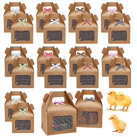 20Pcs Rectangle Kraft Paper Desserts Packing Tote Boxes, with 20pcs Bowknot Polyester Ornaments, 20Pcs Plastic Disposable Shower Floor Drain Sticker and 1 Roll Double Sided Adhesive Paper Tape