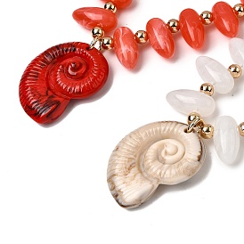 Летние пляжные ожерелья из пластиковых бусин CCB с подвеской в форме раковины из смолы и цепочками с литой отделкой, золотые