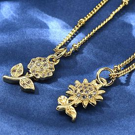 Латунные микропаве прозрачные кубические цирконии цветочные подвески ожерелья для женщин