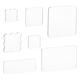 Globleland Acrylic Stamping Blocks Tools, with Grid Lines, Decorative Stamp Blocks, for Scrapbooking Crafts Making