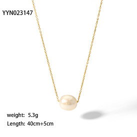 Элегантные подвески в виде рисовых зерен из натурального пресноводного жемчуга с цепочкой из нержавеющей стали для женщин., цветочный белый