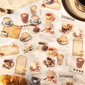 30Pcs Coffee PET Waterproof Stickers, Self-adhesive Decals, for Suitcase, Skateboard, Refrigerator, Helmet