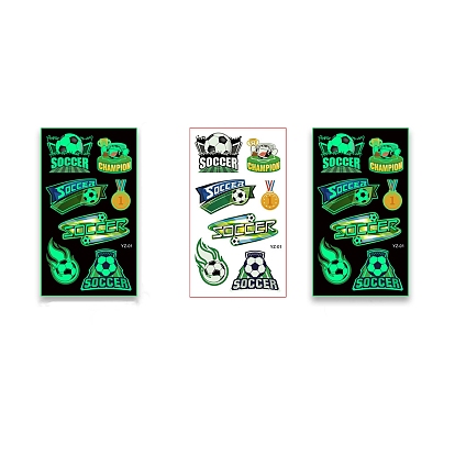 Football Theme Luminous Body Art Tattoos Stickers, Removable Temporary Tattoos Paper Stickers